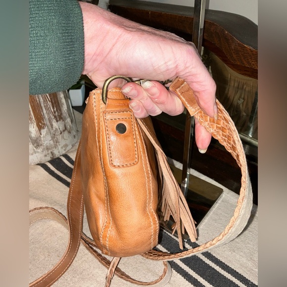 NWT Bed Stu Leather Eastend Fringe Crossbody Bag Clutch Tan Dip Dyed Retail $165 - Picture 5 of 14